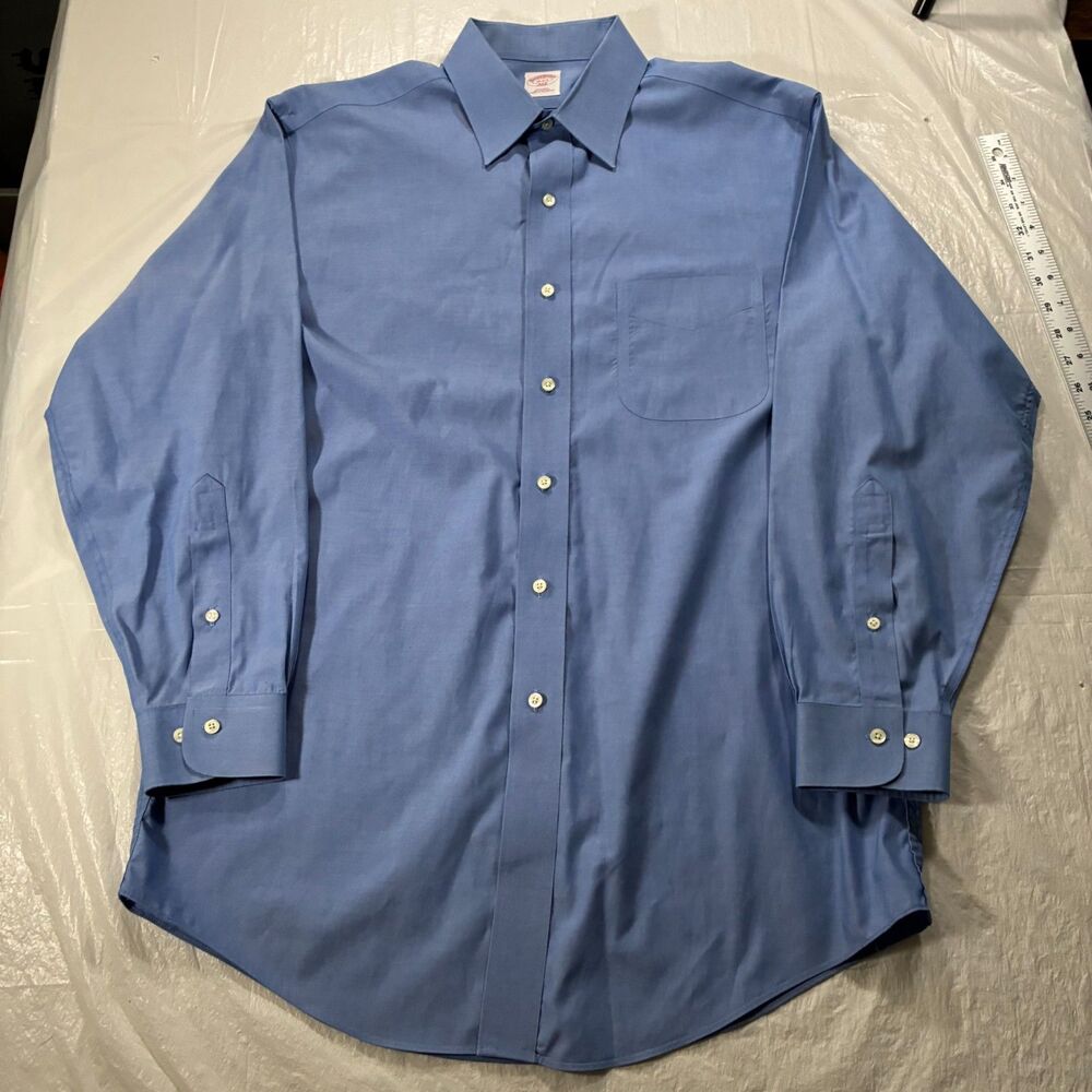 Brooks Brothers Classic 16-2/3 Dress Shirt Button Down Blue 100% Cotton Non-Iron